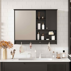 MAYEERTY 36 inch Wall Mounted Medicine Cabinet, Bathroom Storage Cabinet with Mirror Door and Adjustable Shelf for Bathroom Black - 1 of 4