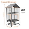 Large Bird Cage,65.7 Inch Metal Bird Cage Feeder with Wheels,Flight Cage with 4 Metal Feeders,Wood Perches & Storage Shelf - 2 of 4