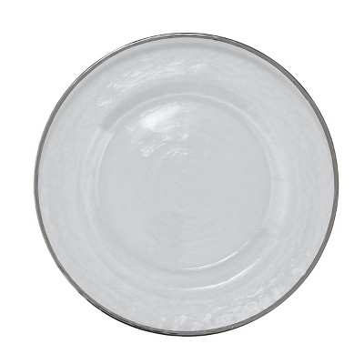 Split P Metallic Rim Glass Serving Platter - Silver : Target