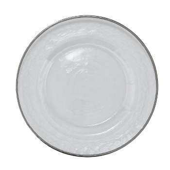 Split P Metallic Rim Glass Serving Platter - Silver