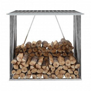 vidaXL Garden Log Storage Shed Galvanized Steel 64.2"x32.7"x60.6" Anthracite - 1 of 4
