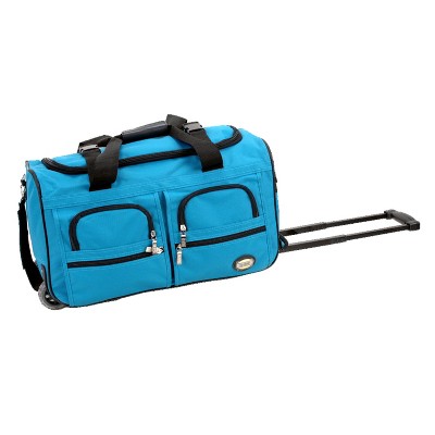 turquoise duffle bag