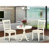 3-Piece Linen White Finish Solid Wood Top - Round Dining Room Set - Seats 4 - 2 of 4