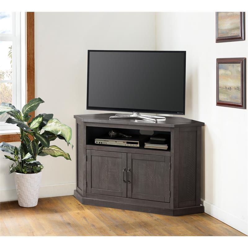 Rustic Corner 50" Solid Wood TV Stand Gray - Martin Svensson Home, 1 of 10