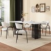 Set of 2 Upholstered Dining Chairs Armless Chairs Accent Chairs with Metal Legs, Dark Green Black/Beige-ModernLuxe - 2 of 4