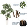 Artificial Ficus Tree,Tall Faux Floor Plant with White Tall Planter -Fake Plants for Home Decor Indoor with 3 Natural Trunks & White-Edged Leaves - 2 of 4