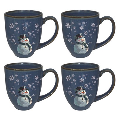 Courtside Market Snowman-Snow Hairloom Mug 4 Piece Set