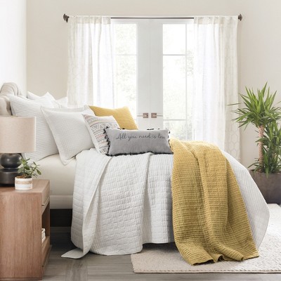 Ochre Full Microfiber Waffle Quilt and Sham Set