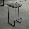 LeisureMod Quincy Modern Quilted Leather Bar Stool – Black Metal Frame Counter Height Chair for Kitchen Island and Counter Seating, Set of 2 - 2 of 4