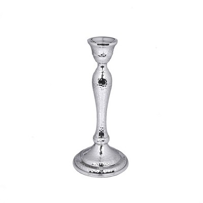 Classic Touch Nickel Candlestick -8.75"H
