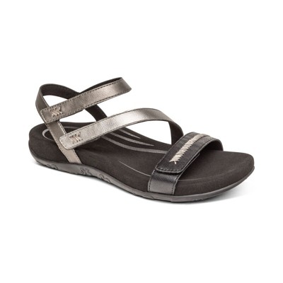 Aetrex Gabby Orthopedic Leather Arch Support Quarter Strappy Sandals For Women