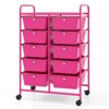 Gymax Stylish and Functional Organizer Cart Metal Frame Spacious Storage Easy Mobility Versatile Design Hot Pink/Macaron/Pink/Rainbow - 4 of 4