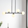 Robert Stevenson Lighting Lorne Metal and Frosted Glass 5-Light Chandelier Matte Black: Mid-Century, ETL Listed, Opal Glass - 2 of 4