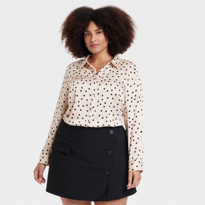 Women's Long Sleeve Satin Button-Down Shirt - A New Day™