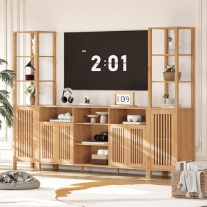 Farmhouse Entertainment Center for 70" TVs, 3-Piece Modular TV Console, Large TV Stand with Bookshelves, Engineered Wood for Living Room Bedroom - 1 of 4