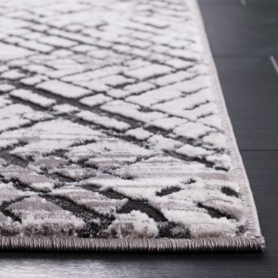 Amelia Contemporary Gray Hand-Knotted Synthetic Area Rug - 2' x 8'