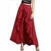 Coolmee Women's Trendy Casual Chiffon Elastic High Waist Pants Culottes Tie Front Ruffle Boho Flowy Maxi Skirts - 2 of 3