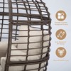 Bigget Outdoor Steel Rattan Patio Egg Lounge Chair, Beige - 3 of 4