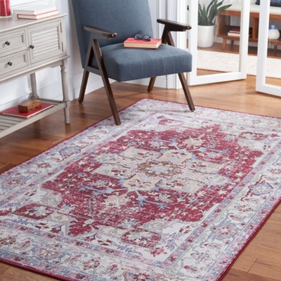 Tucson Elegance 5' x 8' Burgundy & Beige Easy-Care Area Rug