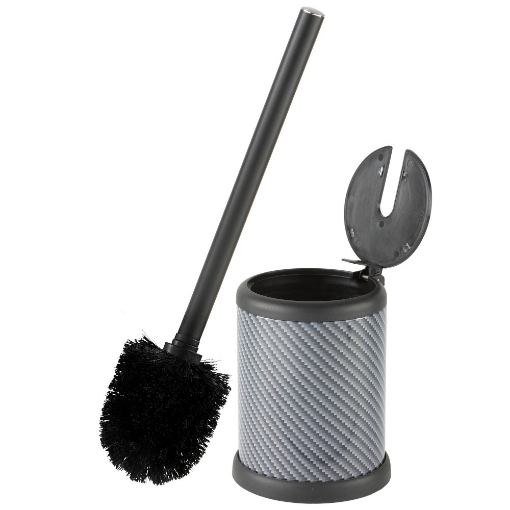 Photos - Toilet Brush  with Self Closing Lid Carbon - Bath Bliss