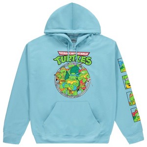 Mens Ninja Turtles Group Hoodie - Straight From The Sewer - TMNT Hoodie Sweatshirt with Sleeve Print (Light Blue, X-Large) - 1 of 4