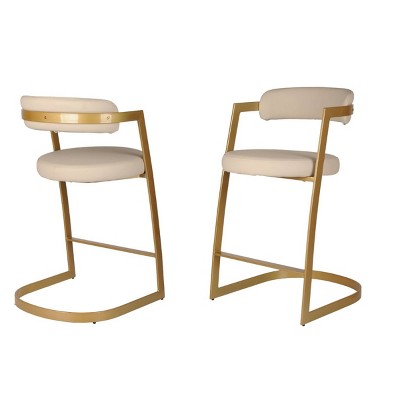 Brassex Set of 2 Layla Counter Height Barstools Gold