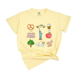 Simply Sage Market Women's New York Travel Collage Short Sleeve Garment Dyed Tee - 1 of 4