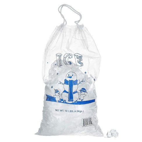 10 lb Clear Crystal Clear Plastic Ice Bags with Cotton Draw String 10 lb. 