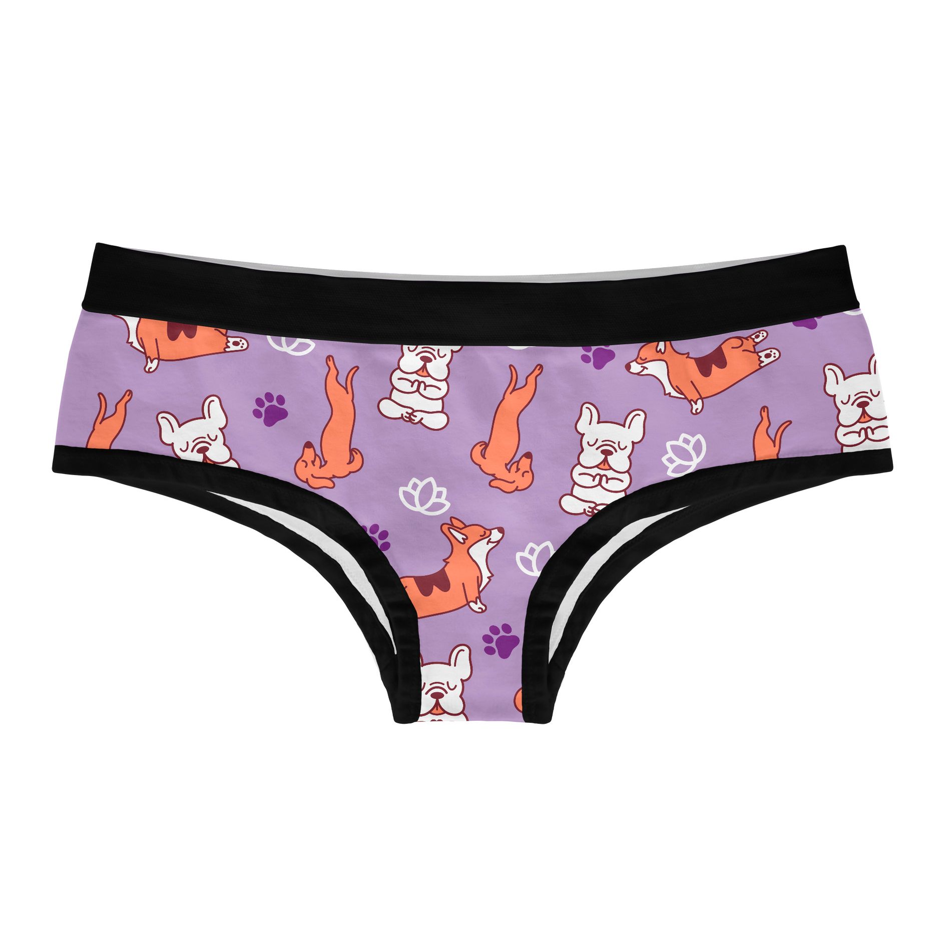 Namaste Home With My Dog Womens Panties Funny Bikini Brief Graphic Underwear - Crazy Dog Hipster Underwear For Dog Lovers Pink M