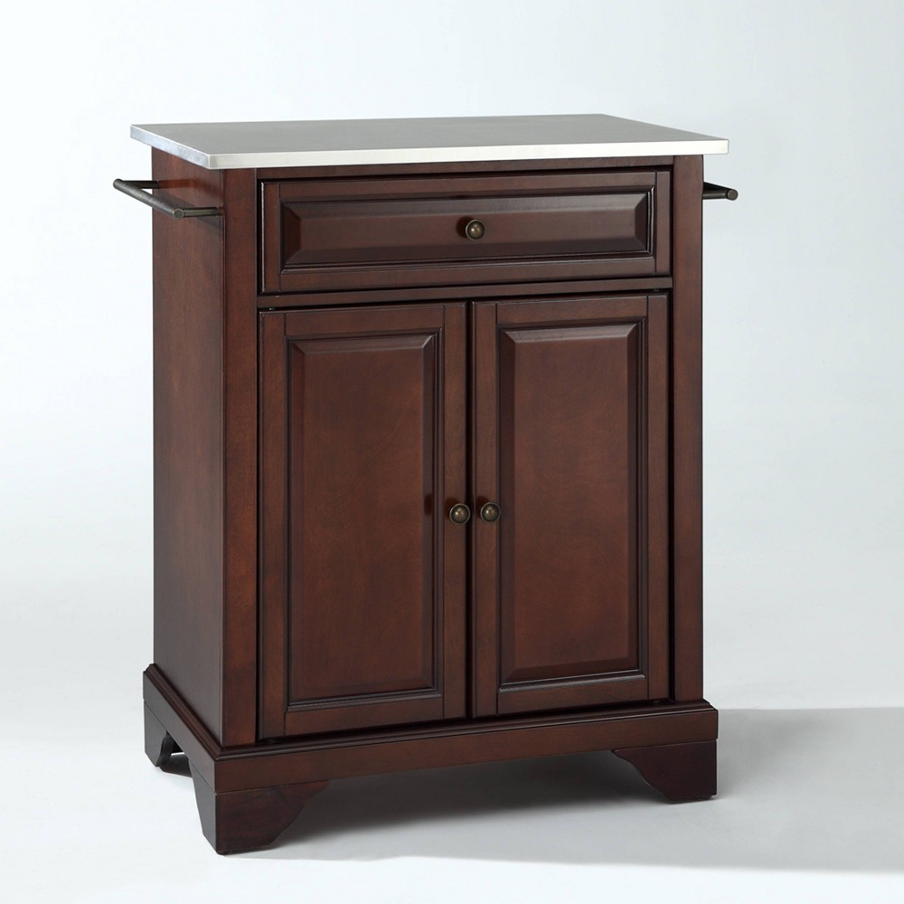 Photos - Kitchen System Crosley Lafayette Stainless Steel Top Portable Kitchen Island/Cart Mahogany - Cros 