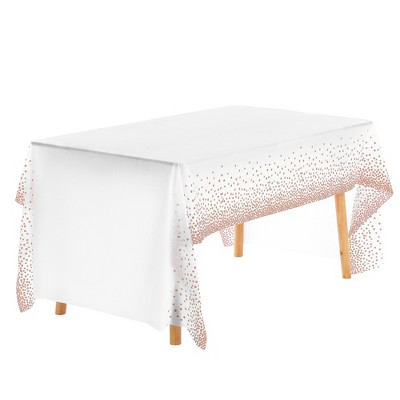 Unique Bargains Disposable Plastic Rectangle Printed Gold Domes Dining Parties Table Covers 6 Pcs