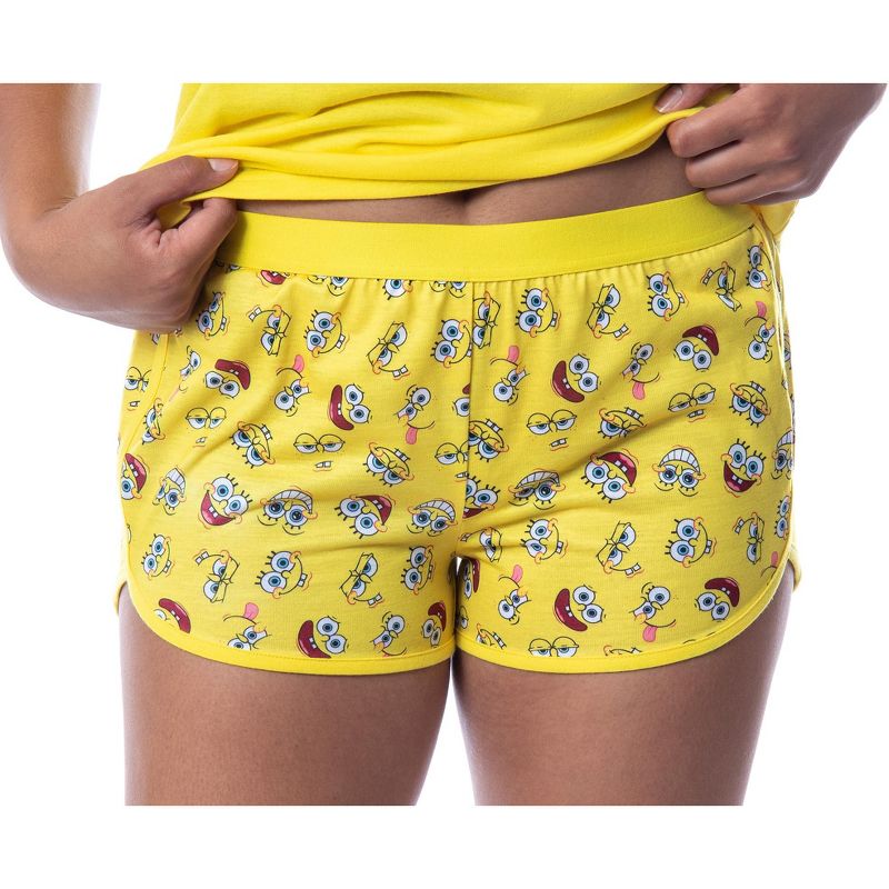 Nickelodeon SpongeBob SquarePants Womens' Faces Tank Pajama Short Set Yellow, 3 of 5