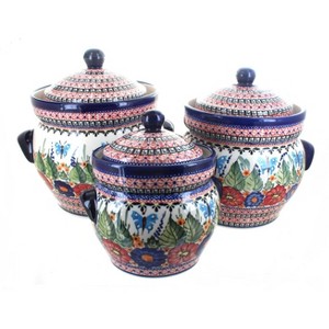 Blue Rose Polish Pottery 1120 Zaklady Large Canister Set - 1 of 1