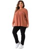 Agnes Orinda Women's Plus Size Loose Long Sleeve Dressy Pleated Round Neck Casual Blouses - 3 of 4