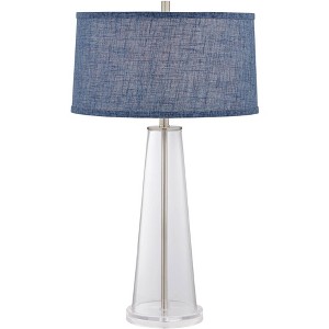 Pacific Coast Lighting Simple 29 1/2" Tall Modern Coastal End Table Lamp Clear Glass Single Blue Shade Living Room Bedroom Bedside Nightstand House - 1 of 4