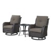 POCASSY 3PCS Patio Furniture Set with Swivel Chairs, All Weather Brown Wicker Bistro Set Outdoor Swivel Rocker Set of 2 with Side Table - 3 of 4