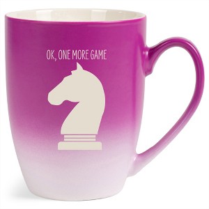 100 North Chess Knight 10 Ounce Pink and White Two Toned Ombre, Comfortably Fits Your Hands, Ceramic Tea Coffee Cup Mug, Ok, One More Game - 1 of 1