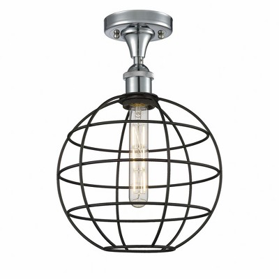 Lake Placid - 1 Light Semi-Flush Mount In Industrial Style-14 Inches Tall and 10 Inches Wide