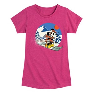 Girls' - Disney - Minnie Ski Fitted Short Sleeve Graphic T-Shirt - 1 of 4