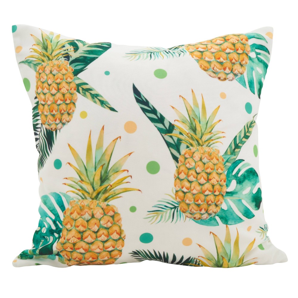 Photos - Pillow 18"x18" Pineapple Dot Poly Filled Throw  Yellow - Saro Lifestyle