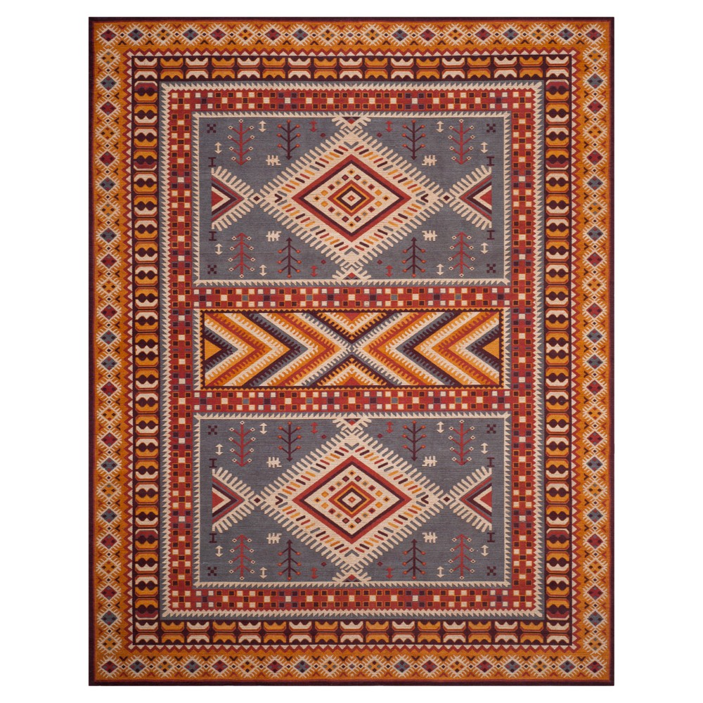 8'x10' Slate/Mustard Geometric Design Loomed Area Rug - Safavieh