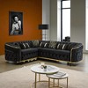 110.5" Luxury Italian Velvet L-Shaped Chesterfield Sofa with Gold Stainless Steel Accents, Tufted Sectional Couch with 7 Pillows for Living Room - 2 of 4