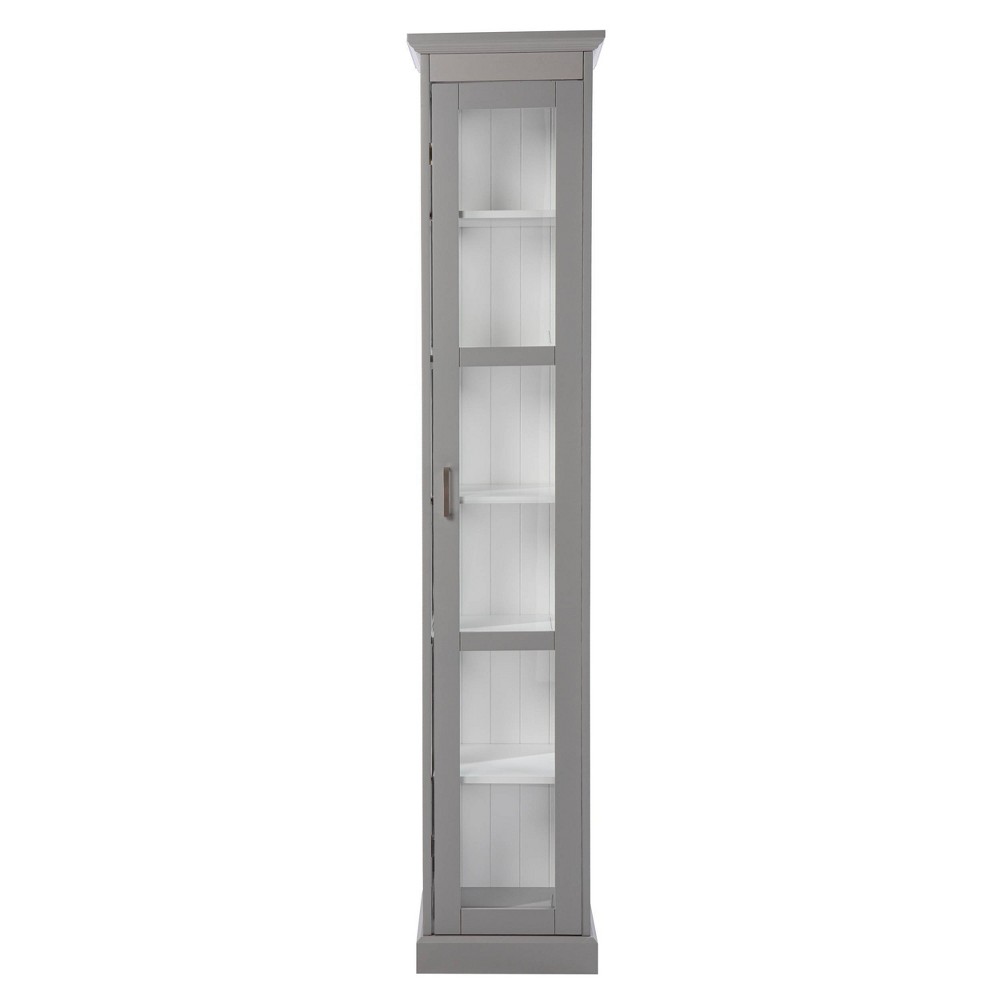 Photos - Display Cabinet / Bookcase 77.25" Metmit Tall Curio with Glass Door Gray - Aiden Lane