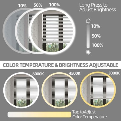 Apr Circle LED 浴室梳妆镜,壁挂式,3000K/4500K/6000K 可调节,智能触摸按钮,无级调光,防雾-The Pop Home,7 of 10