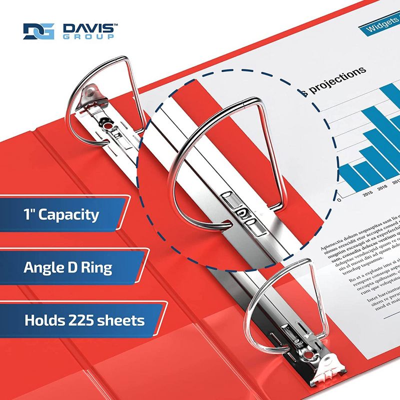 Davis Group 6pk 1&#34; Premium Economy Angled D-Ring Binder Red, 3 of 9