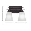 Toltec Lighting Uptowne 2 - Light Vanity in  Dark Granite with 4.5" Square White Muslin Shade - 2 of 2