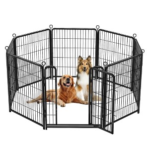 TROPOW Dog Playpen for Indoor & Outdoor Use, 48 inch 8 Panels Outdoor Pet Play Pen, Dog Exercise Play Pen for Large/Medium/Small Dogs - 1 of 4