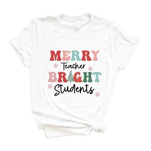 Simply Sage Market Women's Merry Teacher Bright Students Short Sleeve Graphic Tee - 1 of 4