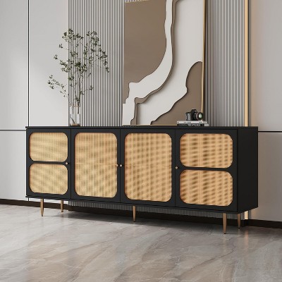 Sideboard with Rattan Buffet Console Table, Storage for Kitchen Dining Living Hallway