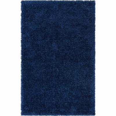 Aegean Blue Rectangular Shag Synthetic Area Rug 5'1" x 8'
